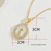 Cute Simple Style Commute Human Copper Enamel Plating Inlay Shell Zircon 14k Gold Plated Pendant Necklace main image 6