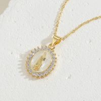 Cute Simple Style Commute Human Copper Enamel Plating Inlay Shell Zircon 14k Gold Plated Pendant Necklace main image 5