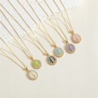 Cute Simple Style Commute Human Copper Enamel Plating Inlay Shell Zircon 14k Gold Plated Pendant Necklace main image 2