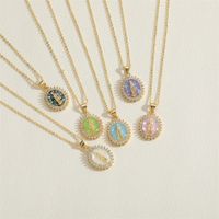Cute Simple Style Commute Human Copper Enamel Plating Inlay Shell Zircon 14k Gold Plated Pendant Necklace main image 3