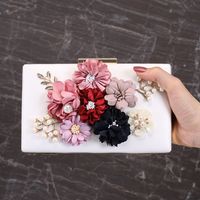 Women's Small All Seasons Pu Leather Metal Flower Classic Style Square Clasp Frame Evening Bag sku image 1