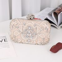 Gold Silver Polyester Flower Square Evening Bags sku image 1