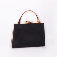 Black Silver Gold Pu Leather Solid Color Square Evening Bags sku image 1