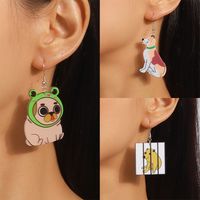 1 Pair Simple Style Dog Printing Zinc Alloy Drop Earrings main image 4