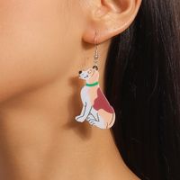 1 Pair Simple Style Dog Printing Zinc Alloy Drop Earrings sku image 1