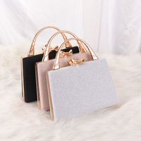 Black Silver Gold Pu Leather Solid Color Square Evening Bags main image 1