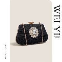 Black Glitter Solid Color Square Evening Bags main image 2