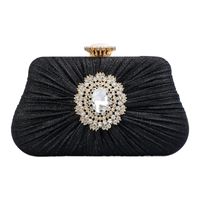 Black Glitter Solid Color Square Evening Bags main image 5