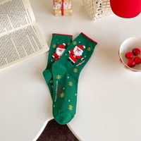 Women's Cartoon Style Christmas Tree Santa Claus Snowman Cotton Crew Socks A Pair sku image 4
