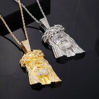 Hip-Hop Vintage Style Human 304 Stainless Steel Copper Plating Inlay Zircon K Gold Plated Rhodium Plated Men'S Pendant Necklace main image 1