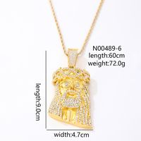 Hip-Hop Vintage Style Human 304 Stainless Steel Copper Plating Inlay Zircon K Gold Plated Rhodium Plated Men'S Pendant Necklace sku image 1
