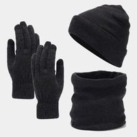 Cross-border Hot Sale Winter  European And American Woolen Cap Fleece-lined Warm Knitted Hat Scarf Gloves Three-piece Set sku image 3