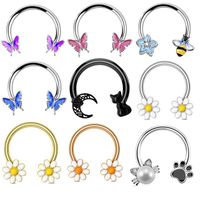 1 Piece Cute Sweet Star Enamel Plating Stainless Steel Copper Nose Ring main image 3