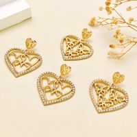 Wholesale Jewelry Sweet Heart Shape Alloy Artificial Diamond Inlay Drop Earrings main image 5