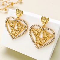 Wholesale Jewelry Sweet Heart Shape Alloy Artificial Diamond Inlay Drop Earrings main image 4