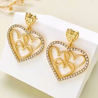 Wholesale Jewelry Sweet Heart Shape Alloy Artificial Diamond Inlay Drop Earrings main image 3
