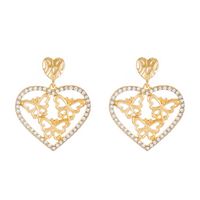 Wholesale Jewelry Sweet Heart Shape Alloy Artificial Diamond Inlay Drop Earrings main image 2