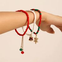 Lindo Campana Copo De Nieve Cuenta De Semillas Con Cuentas Hecho A Mano Navidad Unisexo Pulsera main image 1