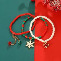 Mignon Cloche Flocon De Neige Perle De Rocaille Perlé Fait Main Noël Unisexe Bracelets main image 3