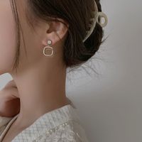 1 Pair Elegant Square Plating Inlay Copper Artificial Diamond Drop Earrings main image 5