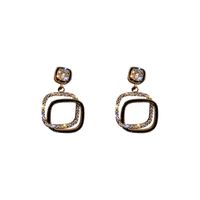 1 Pair Elegant Square Plating Inlay Copper Artificial Diamond Drop Earrings sku image 1