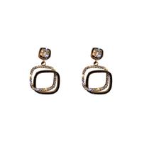 1 Pair Elegant Square Plating Inlay Copper Artificial Diamond Drop Earrings main image 3