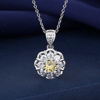 Elegant Flower Copper Plating Inlay High Carbon Diamond Earrings Necklace Jewelry Set sku image 2