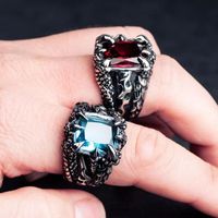 Punk Paw Print Alloy Inlay Zircon Unisex Open Rings main image 6