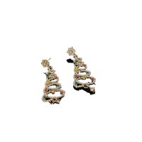 Wholesale Jewelry Cute Sweet Christmas Tree Alloy Zircon Plating Inlay Drop Earrings main image 3