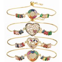 Cute Sweet Heart Shape Copper Plating Inlay Zircon Bracelets main image 6