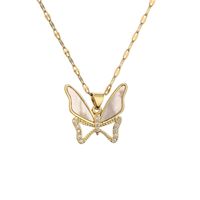 Cute Sweet Butterfly Copper Plating Inlay Zircon Pendant Necklace main image 2