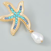 Wholesale Jewelry Vintage Style Starfish Alloy Rhinestones Plating Inlay Drop Earrings main image 4