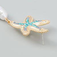 Wholesale Jewelry Vintage Style Starfish Alloy Rhinestones Plating Inlay Drop Earrings main image 5