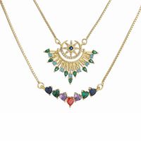 Vintage Style Color Block Heart Shape Copper Plating Inlay Zircon Pendant Necklace main image 1