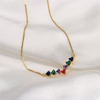 Vintage Style Color Block Heart Shape Copper Plating Inlay Zircon Pendant Necklace main image 3