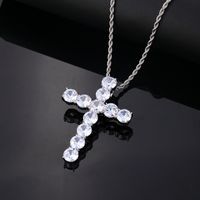 Hip-Hop Vintage Style Cross 304 Stainless Steel Copper Plating Inlay Zircon Women's Men'S Pendant Necklace main image 4