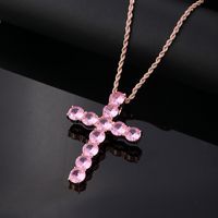 Hip-Hop Vintage Style Cross 304 Stainless Steel Copper Plating Inlay Zircon Women's Men'S Pendant Necklace main image 2