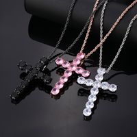 Hip-Hop Vintage Style Cross 304 Stainless Steel Copper Plating Inlay Zircon Women's Men'S Pendant Necklace main image 5