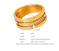 Elegant Luxuriös Einfarbig Titan Stahl Überzug Inlay Strasssteine 18 Karat Vergoldet Ringe main image 2