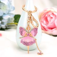 Cute Sweet Human Metal Inlay Rhinestones Women's Keychain sku image 2