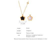 Casual Sweet Four Leaf Clover Titanium Steel Plating Inlay Shell Zircon 18k Gold Plated Pendant Necklace main image 2