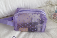 Cute Heart Shape Solid Color Nylon Square Makeup Bags sku image 4
