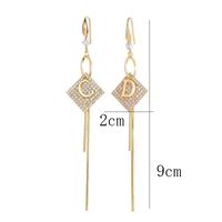 1 Pair Simple Style Streetwear Glittery Letter Rhombus Plating Inlay Alloy Copper Alloy Rhinestones Gold Plated Drop Earrings main image 5