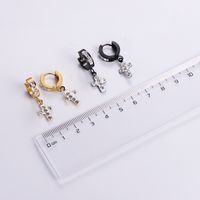 12 Pairs Casual Streetwear Cross Plating Inlay Stainless Steel Artificial Diamond 18k Gold Plated Drop Earrings main image 3