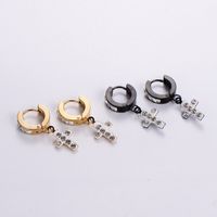 12 Pairs Casual Streetwear Cross Plating Inlay Stainless Steel Artificial Diamond 18k Gold Plated Drop Earrings main image 2