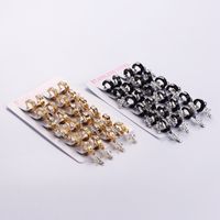 12 Pairs Casual Streetwear Cross Plating Inlay Stainless Steel Artificial Diamond 18k Gold Plated Drop Earrings main image 1