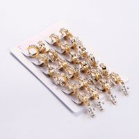 12 Pairs Casual Streetwear Cross Plating Inlay Stainless Steel Artificial Diamond 18k Gold Plated Drop Earrings main image 6