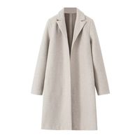 Women's Casual Solid Color Placket Coat Woolen Coat sku image 9