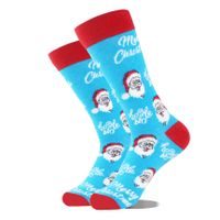 Unisex Christmas Santa Claus Cotton Crew Socks A Pair sku image 16