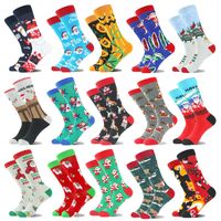 Unisex Christmas Santa Claus Cotton Crew Socks A Pair sku image 18